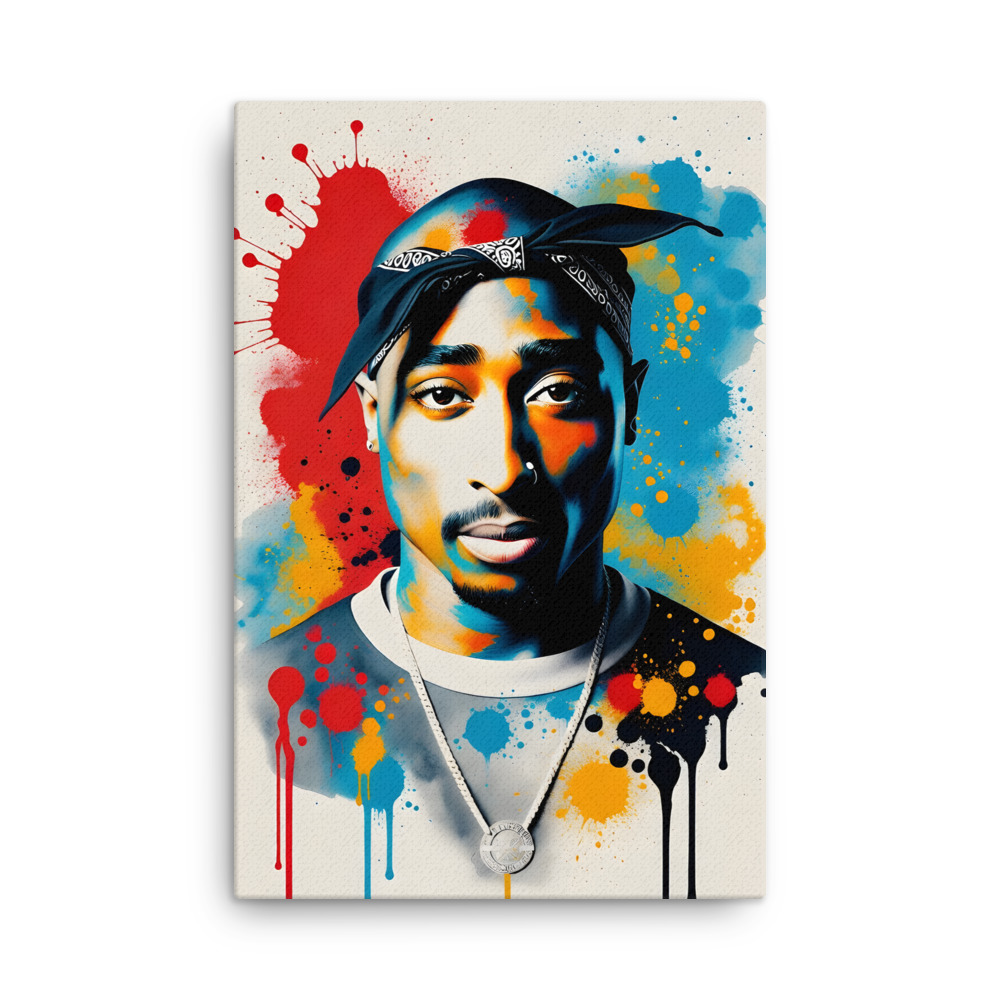 Private: 90s West Coast Rap Icon Colour Explosion Canvas Print – Hip-Hop Pop Art Wall Décor