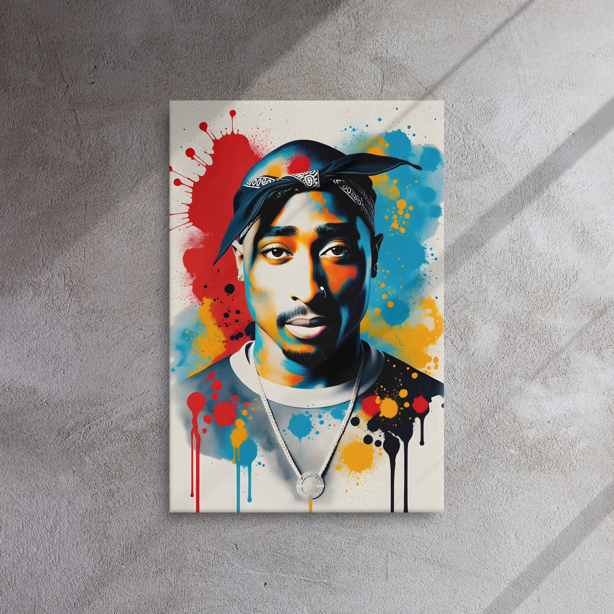 Private: 90s West Coast Rap Icon Colour Explosion Canvas Print – Hip-Hop Pop Art Wall Décor