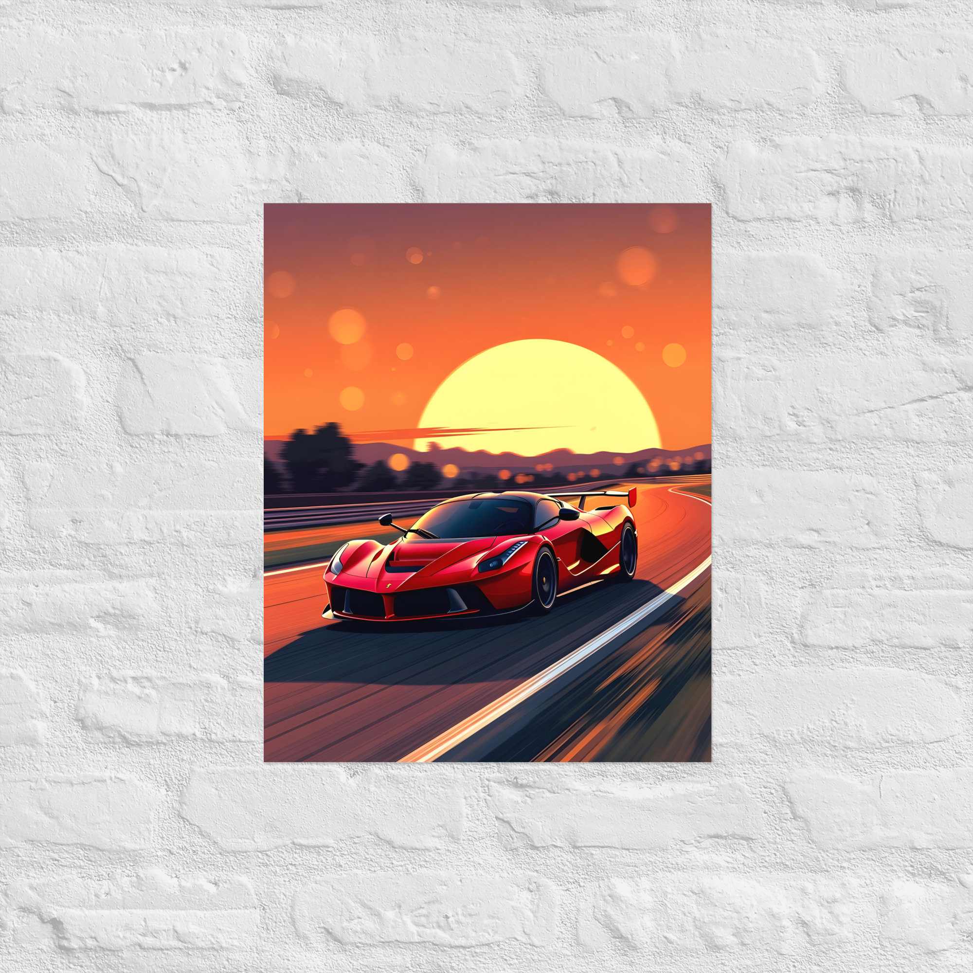 Private: Extreme Hybrid Hypercar Sunset Track Run Matte Poster – Motorsport Art Print
