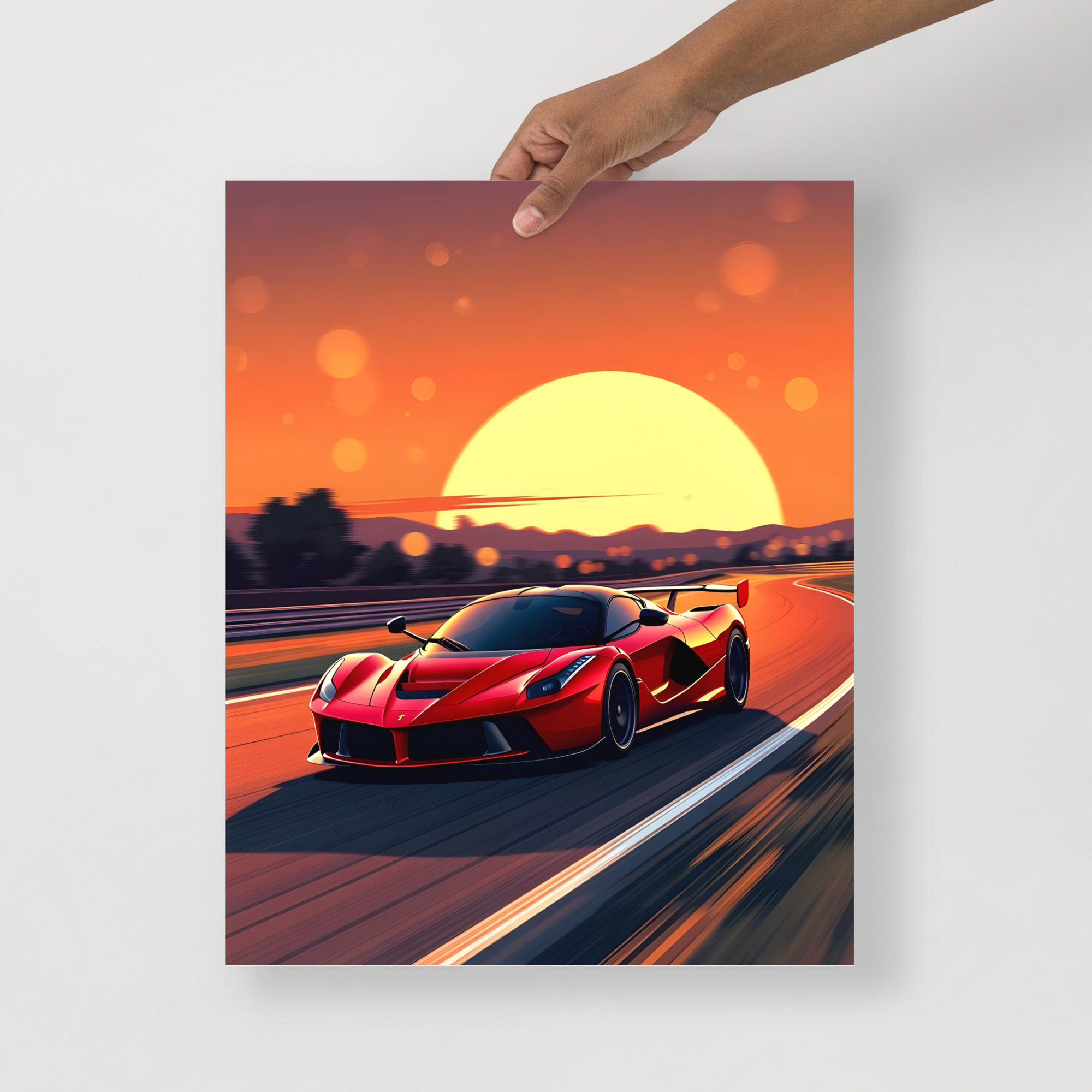 Private: Extreme Hybrid Hypercar Sunset Track Run Matte Poster – Motorsport Art Print