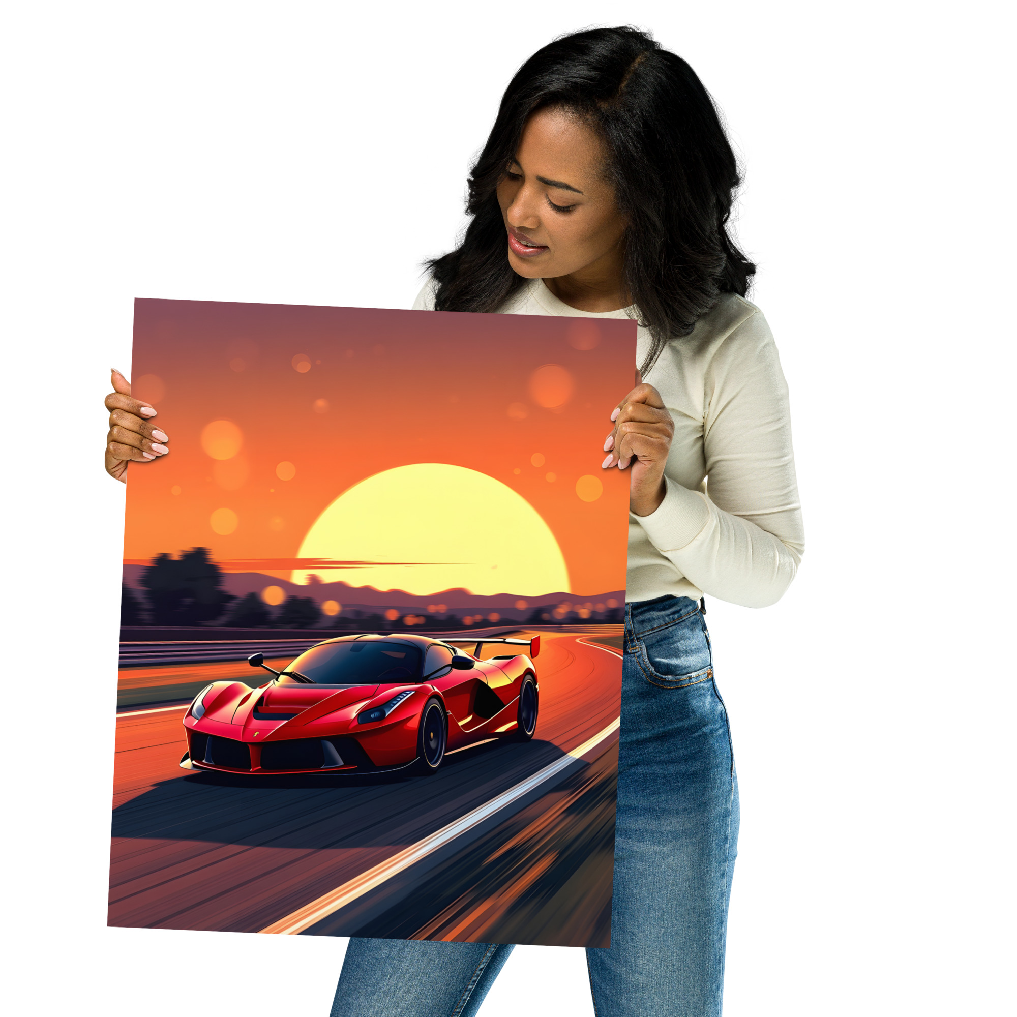 Private: Extreme Hybrid Hypercar Sunset Track Run Matte Poster – Motorsport Art Print