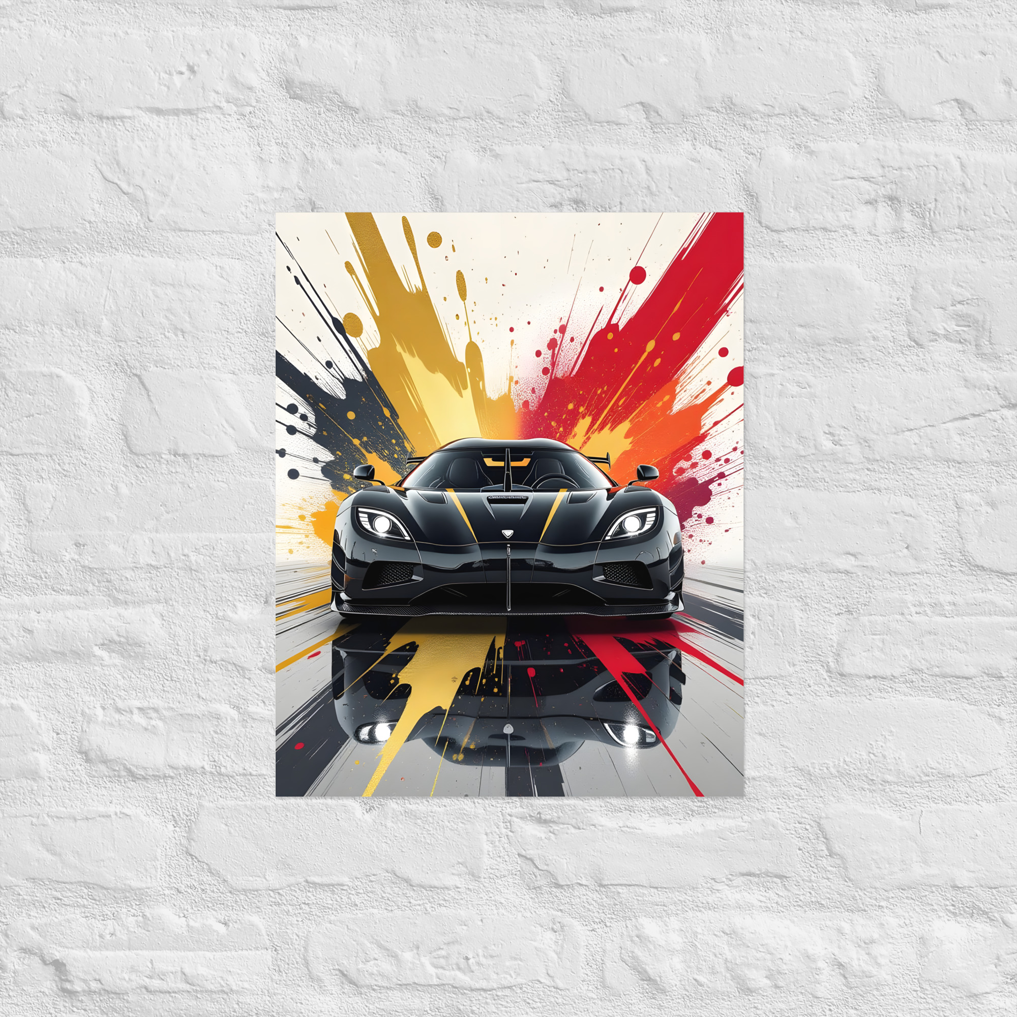 Private: Extreme Hypercar Front View Matte Poster – Colour Splash Art Print