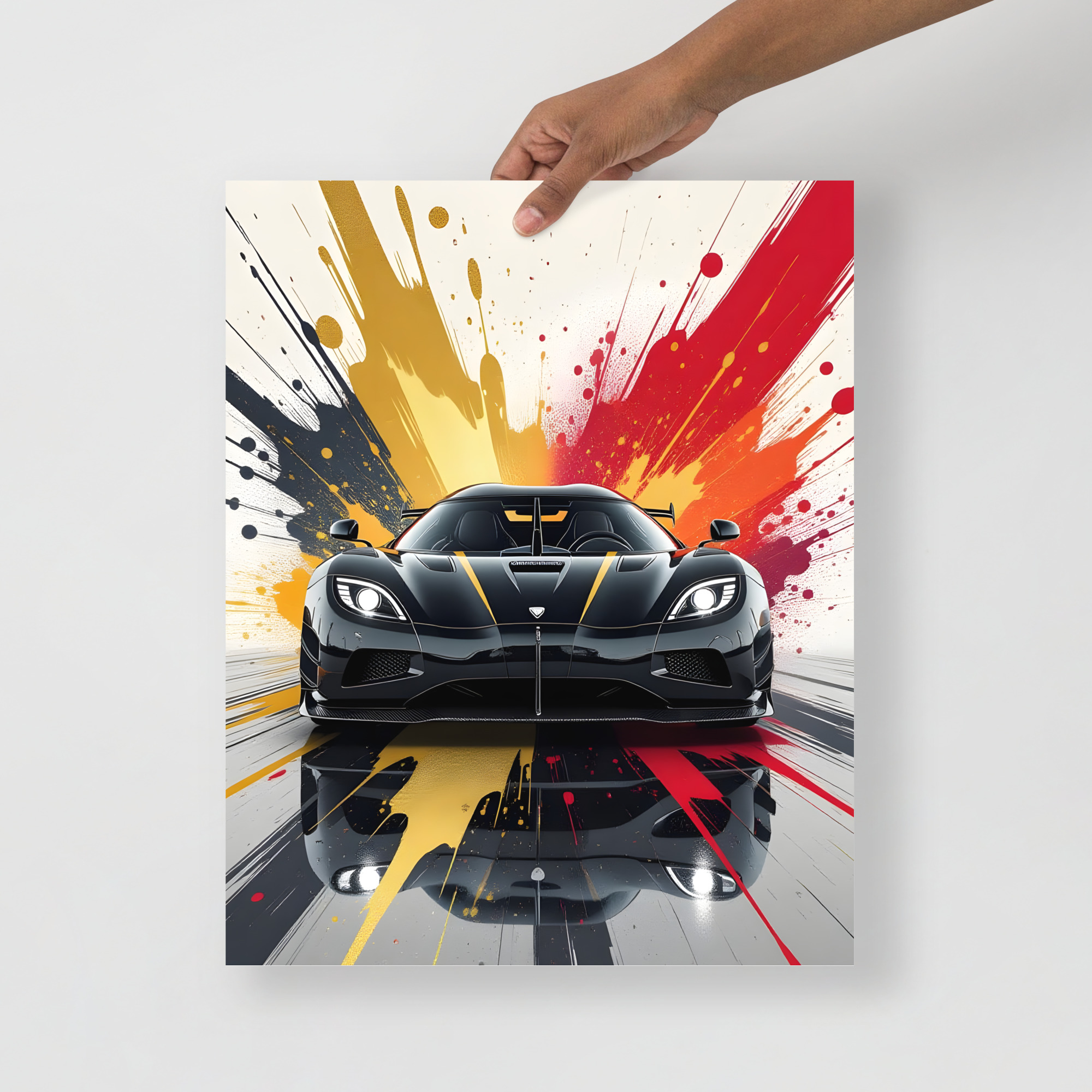 Private: Extreme Hypercar Front View Matte Poster – Colour Splash Art Print