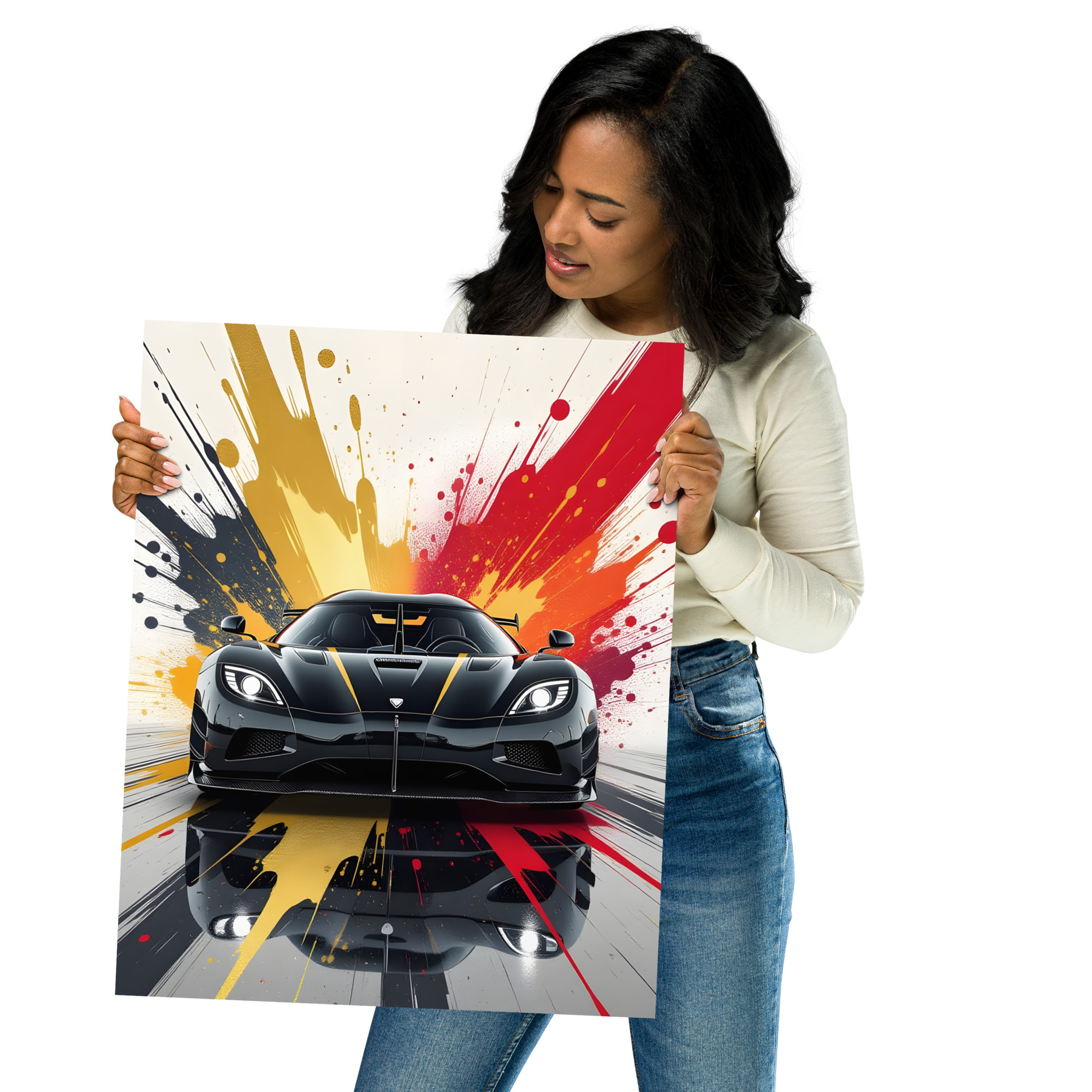 Private: Extreme Hypercar Front View Matte Poster – Colour Splash Art Print