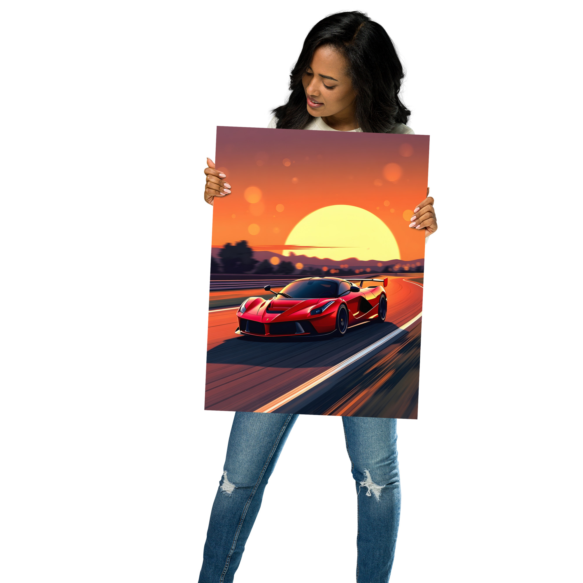 Private: Extreme Hybrid Hypercar Sunset Track Run Matte Poster – Motorsport Art Print