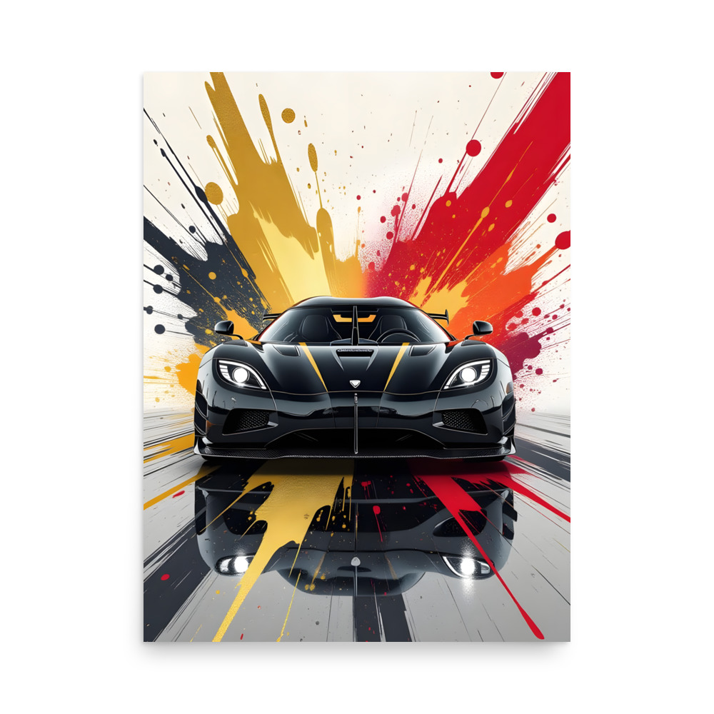 Private: Extreme Hypercar Front View Matte Poster – Colour Splash Art Print