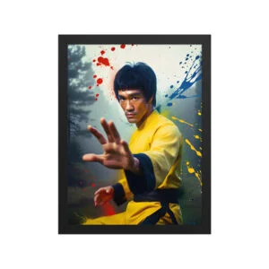 Private: Raw Fury of the Dragon – Iconic Yellow Jumpsuit Explosive Paint Splash Martial Arts Print